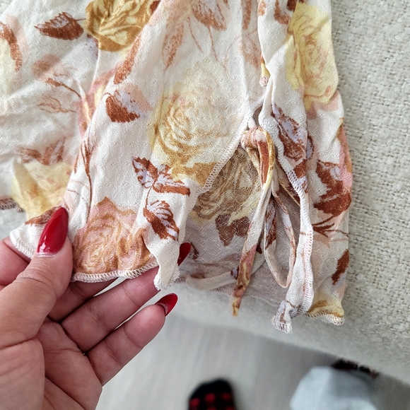 Free People Floral Bodysuit Large  Romantic Bell Sleeve | Western Gothic Nwot - Picture 12 of 17